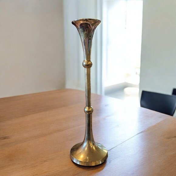 Vintage Brass Candle Stick Holder Tapered Graduated Gold Metal Ball‎ India 9" - Picture 2 of 11